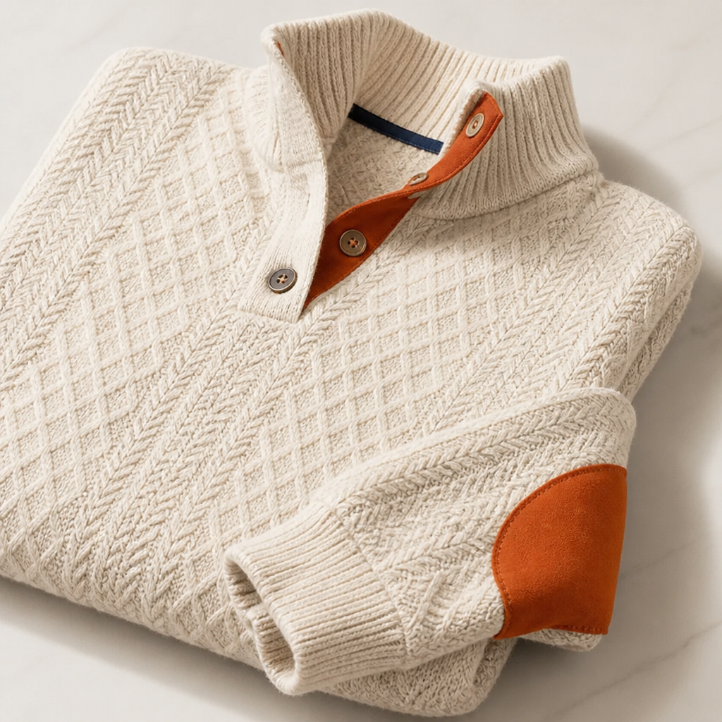 VeroLux™ Jacquard Collar Sweater — Command Every Room with Rugged Comfort and Sharp Style