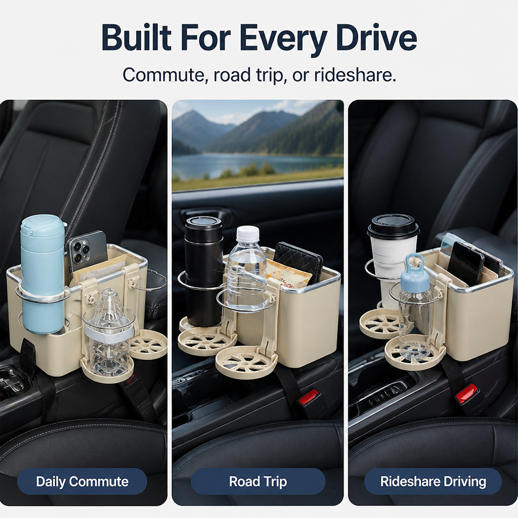 VeloceGuard™ — Take Back Your Drive with Ultimate Order and Spill-Proof Peace of Mind