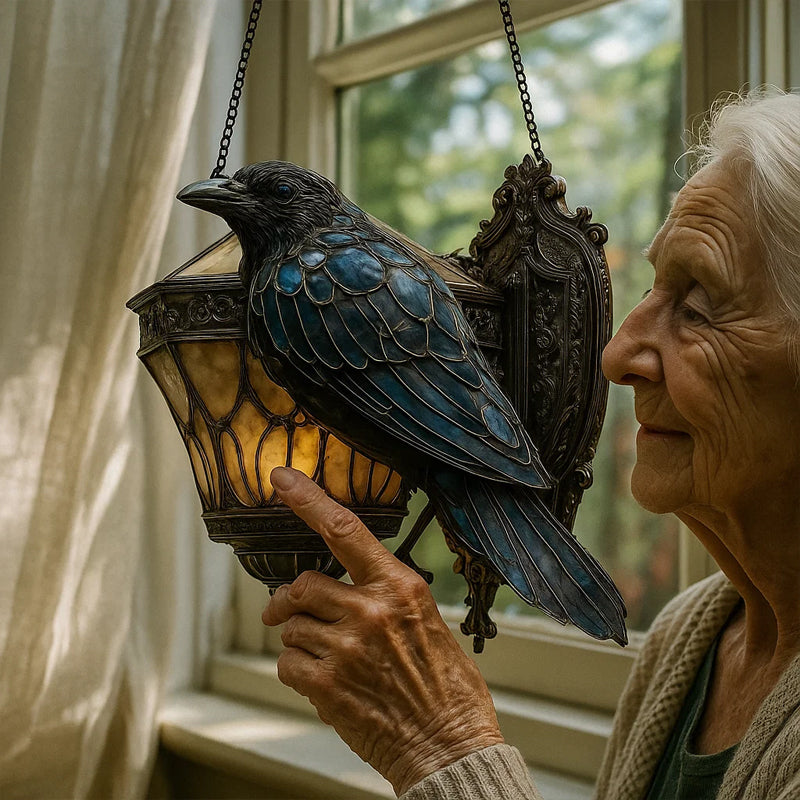 Gothic Raven Window Decoration with Light Reflection Effect