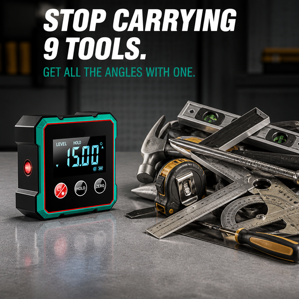 FluxEdge™ Digital Angle Gauge — Master Every Angle with Unshakable Precision and Hands-Free Control
