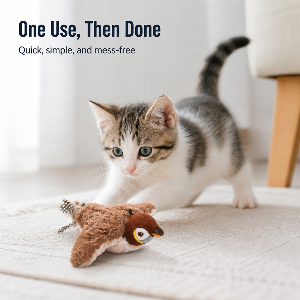 Touch-Activated Chirping Plush Cat Toy (Indoor)