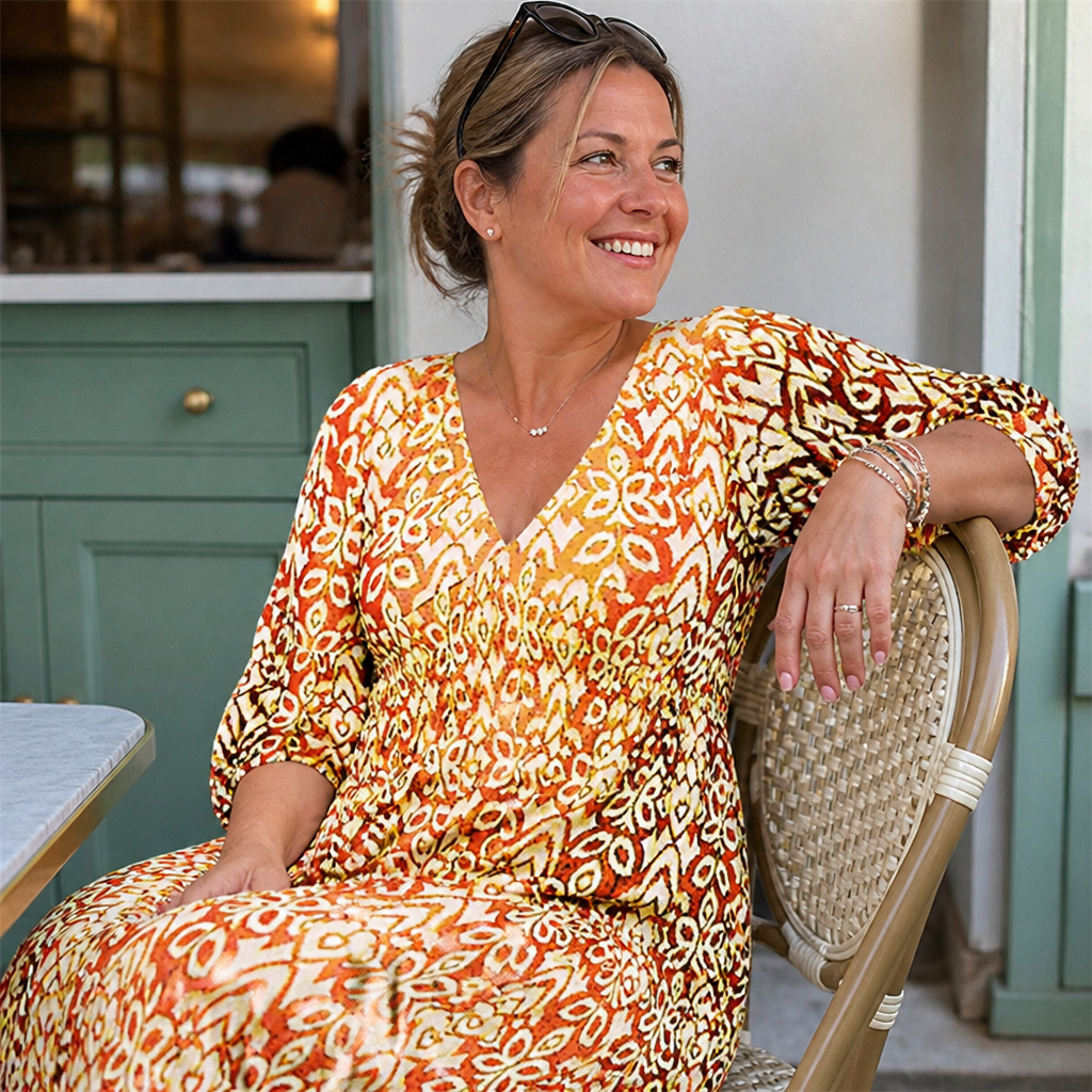 CelestialAura™ Floral V-Neck Dress — Flaunt Your Curves with Effortless Elegance and All-Day Comfort