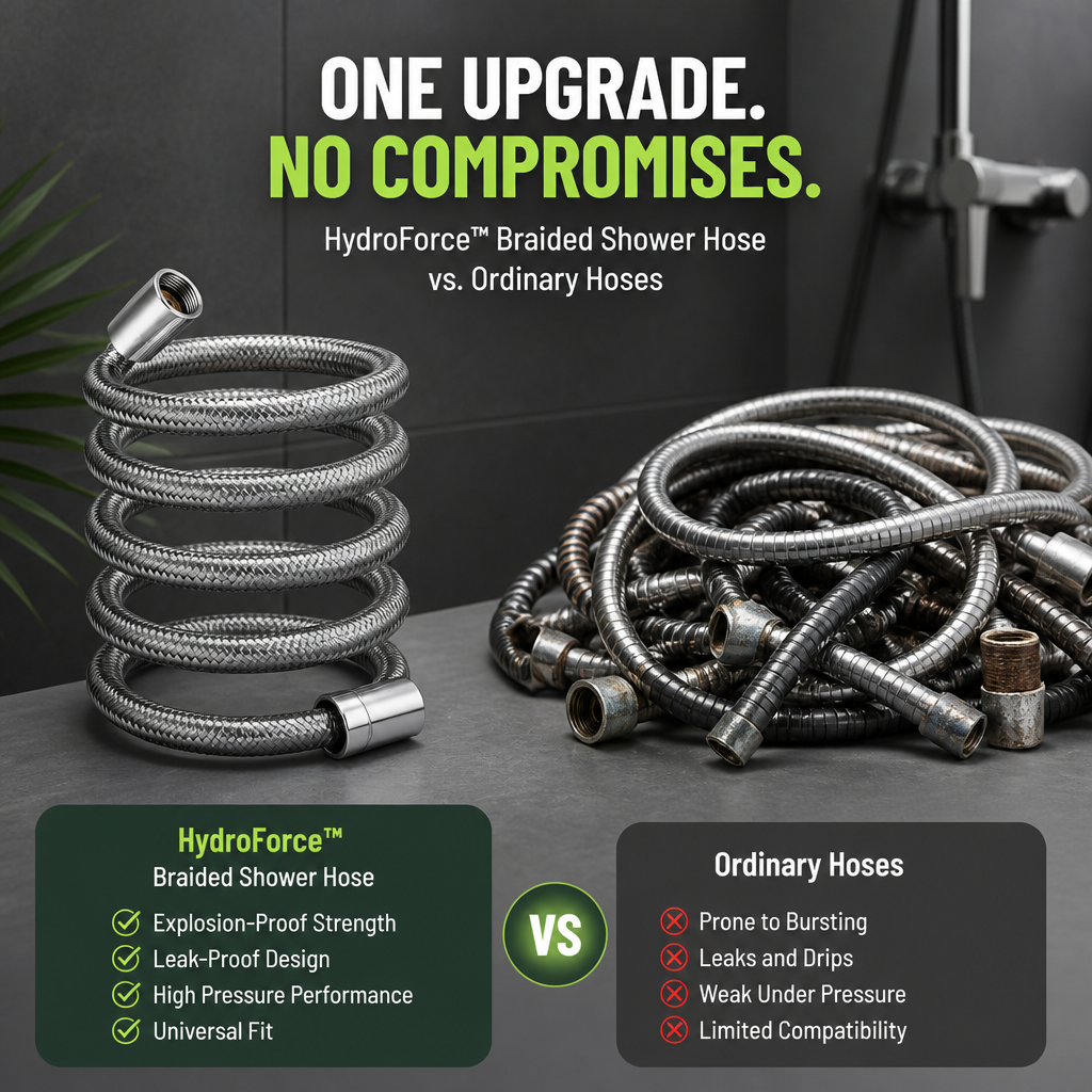 HydroForce™ Braided Shower Hose — Unleash a Leak-Free, Power-Packed Shower You’ll Crave Every Day