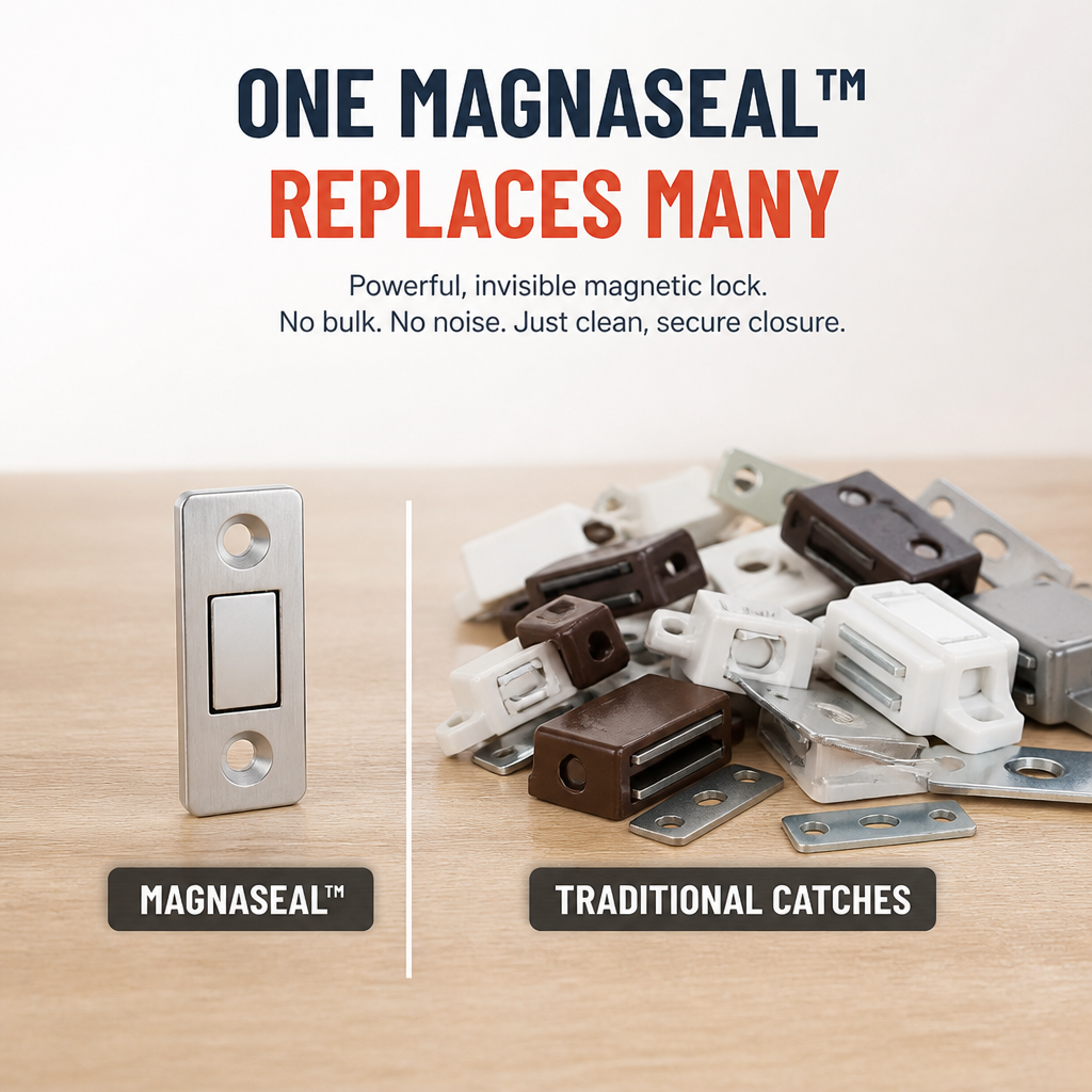 MagnaSeal™ — Effortless Quiet Security That Keeps Your Cabinets Flawless and Locked Tight