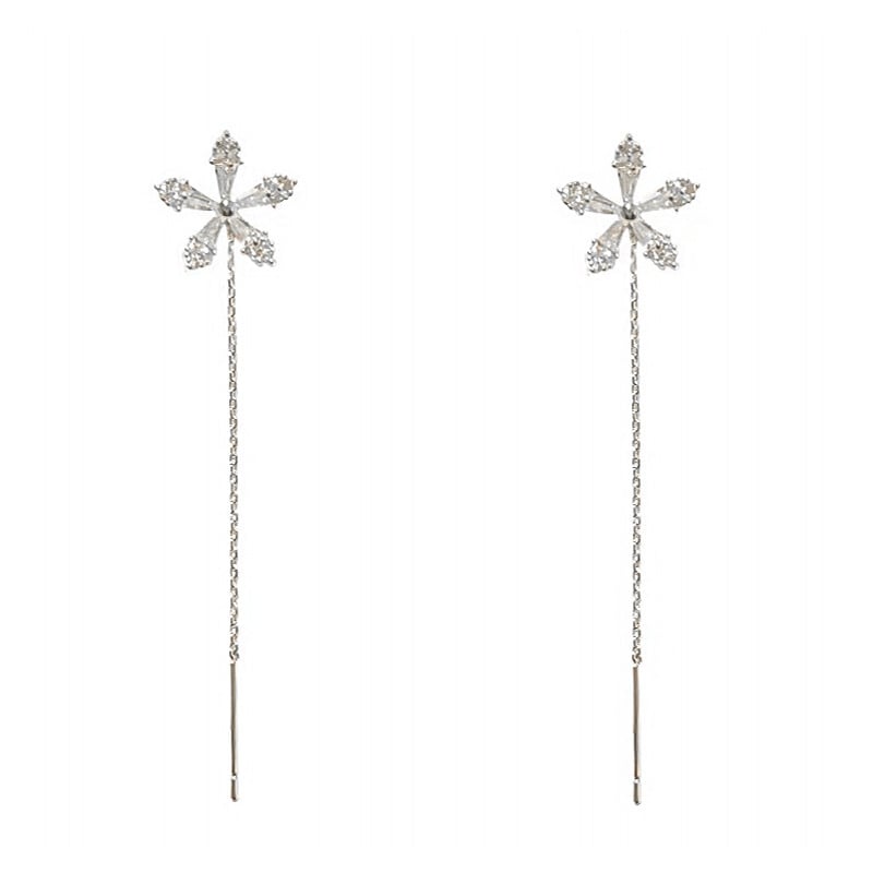 Flower Earrings with Sparkling Crystal Stones