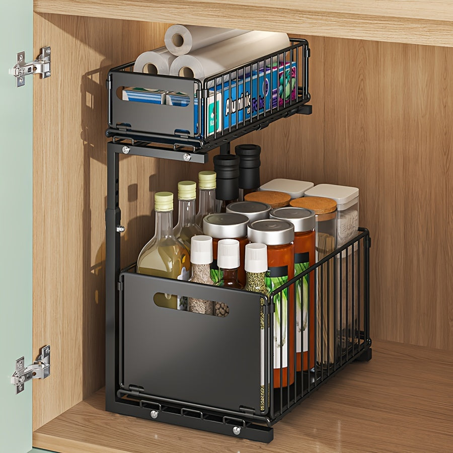 Expandable Under-Cabinet Organizer with 2 Levels