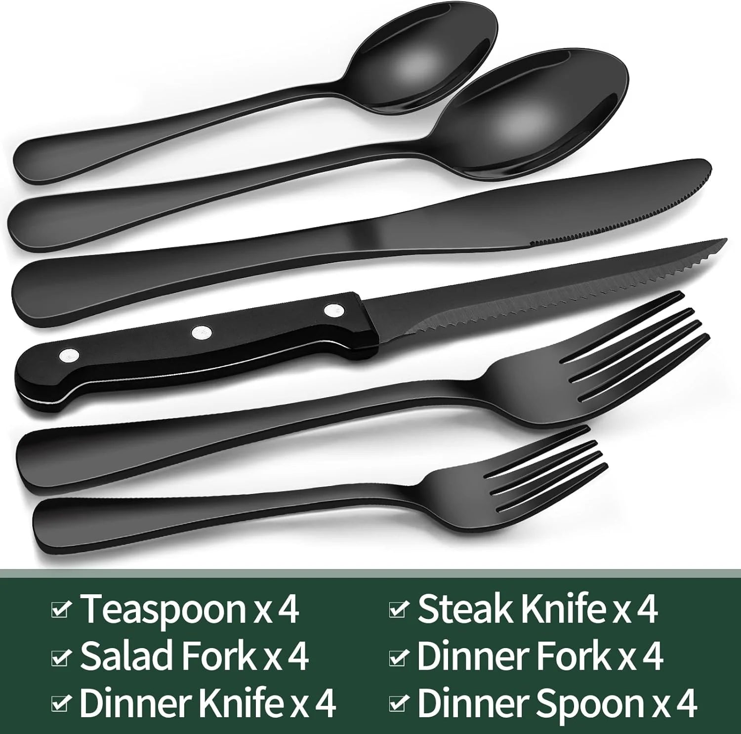 Matte Black Tableware Set - Elegant Organization for Every Dinner