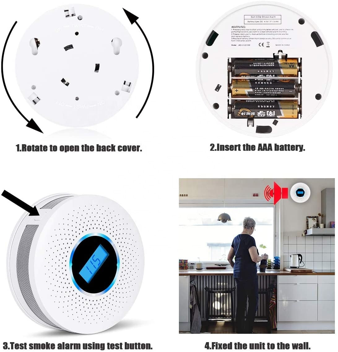 Smoke & Carbon Monoxide Alarm | Dual Sensor Technology | Loud Alert | AirSecure