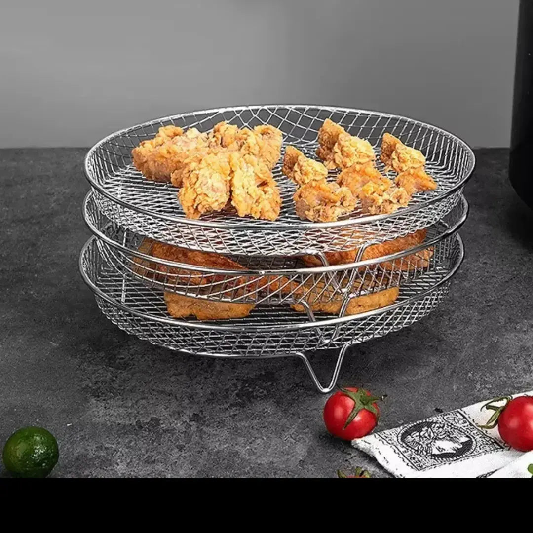 SizzleNest™ Multi-Layer Air Fryer Baskets — Double Your Cooking Power and Enjoy Flawless, Stress-Free Meals Every Time