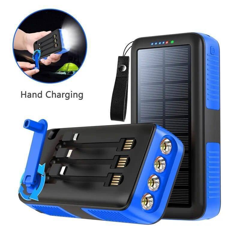 Solar Power Bank 61200mAh with Dual USB Output and Hand Crank
