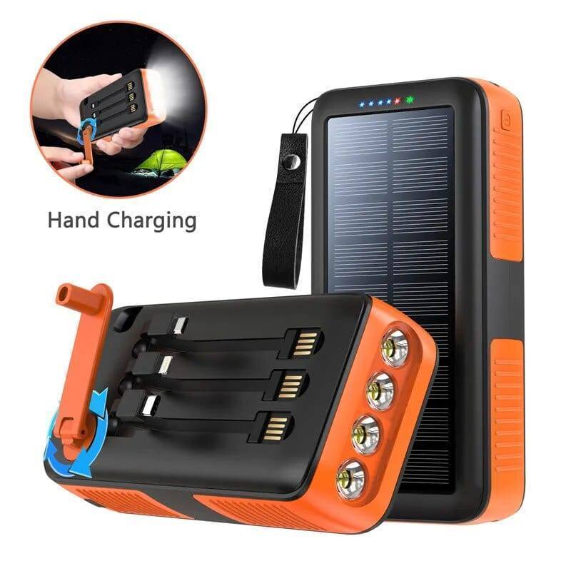 Solar Power Bank 61200mAh with Dual USB Output and Hand Crank
