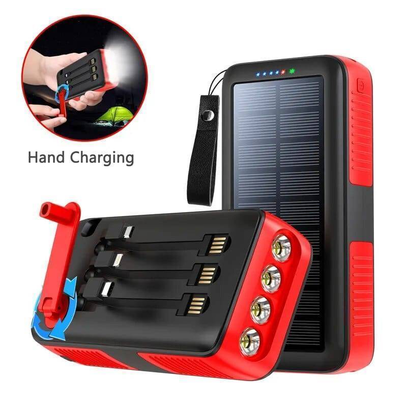 Solar Power Bank 61200mAh with Dual USB Output and Hand Crank