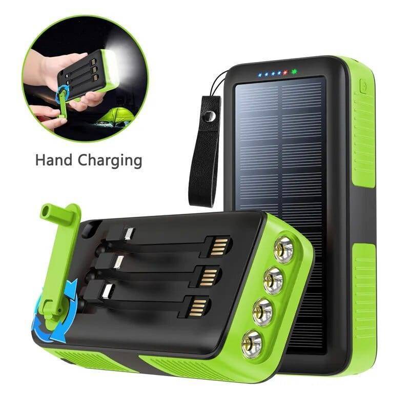 Solar Power Bank 61200mAh with Dual USB Output and Hand Crank