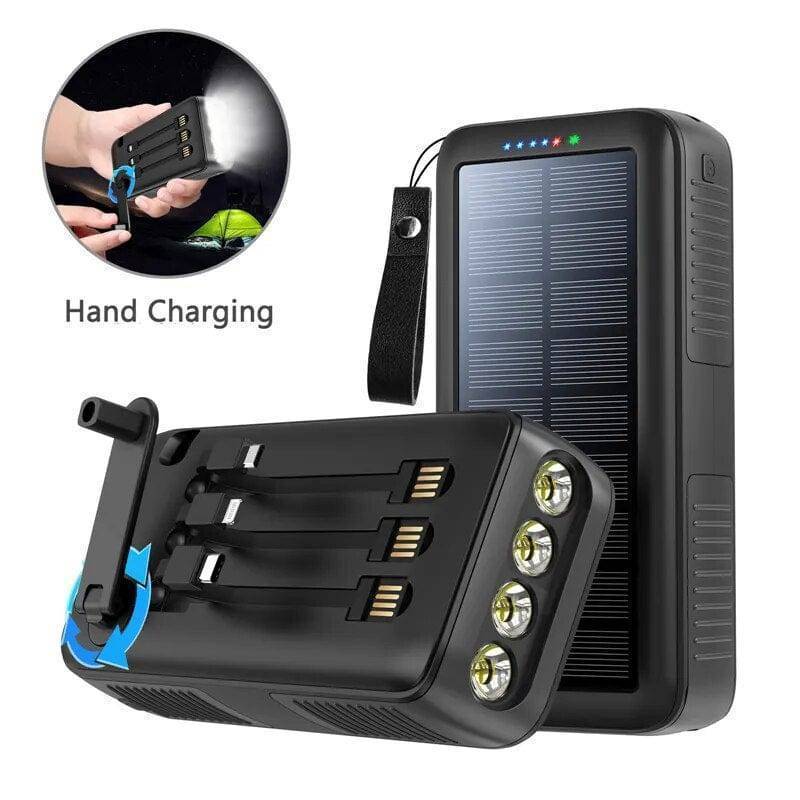 Solar Power Bank 61200mAh with Dual USB Output and Hand Crank