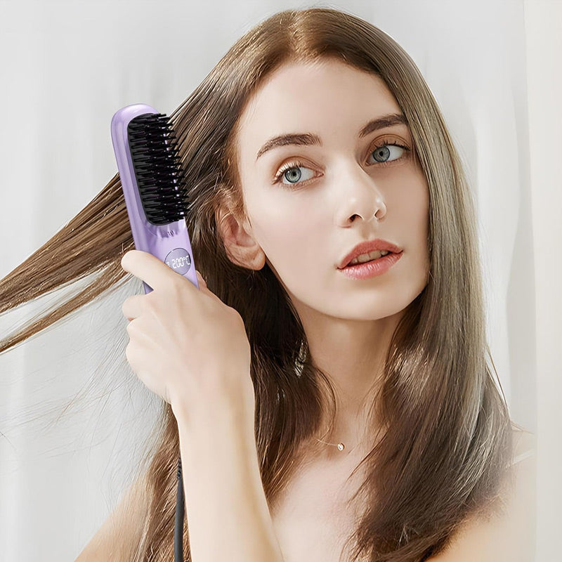 Wireless Straightening Brush for Silky Shine in 5 Minutes