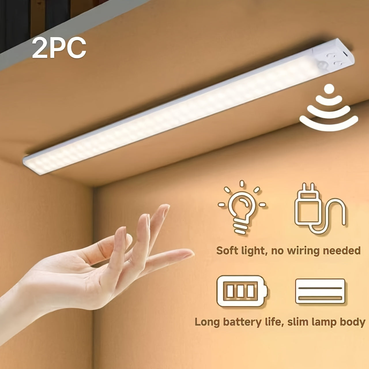 2-Pack LED Under-Cabinet Light with Motion Sensor