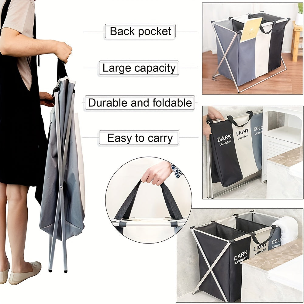 Collapsible Laundry Sorter with 3 Compartments