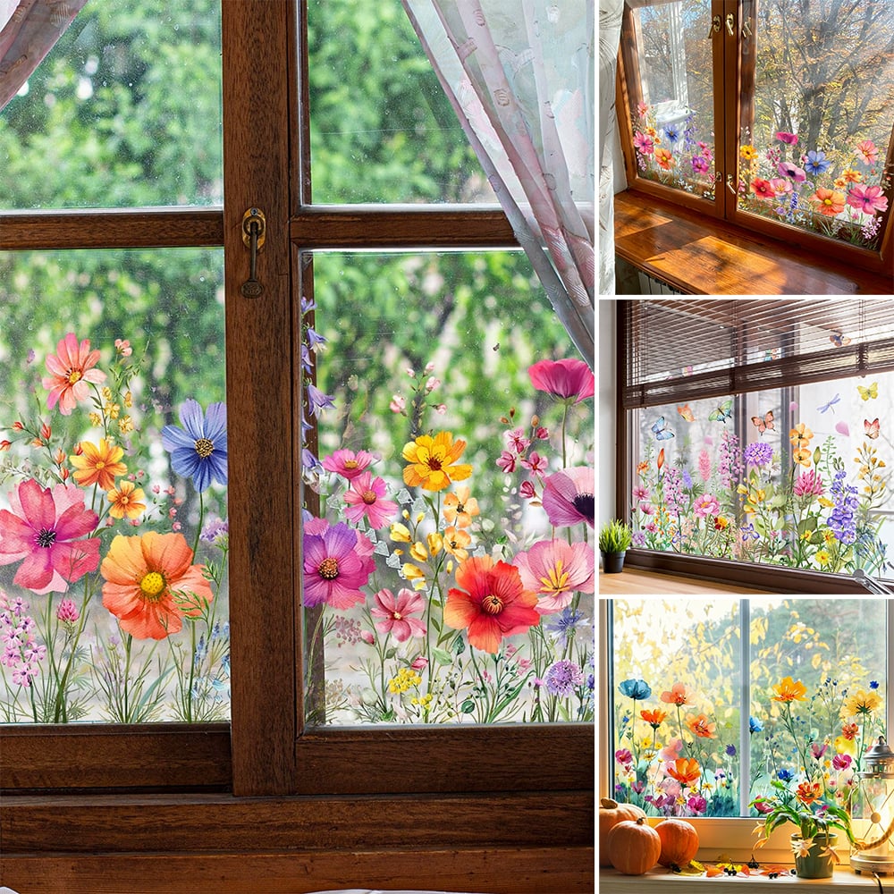 1+1 Free | Colorful Flower Bouquet Window Stickers