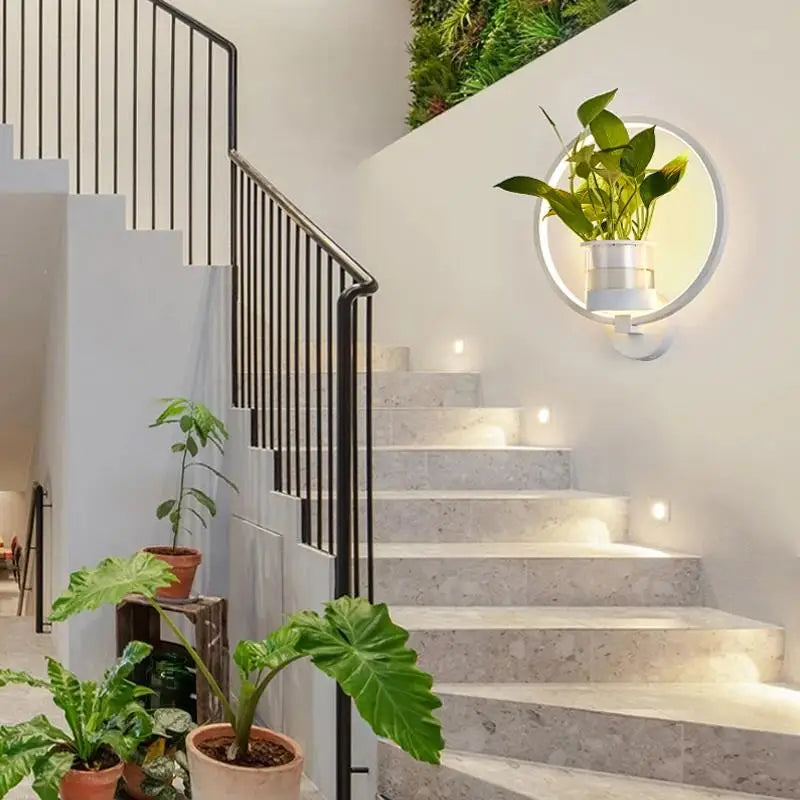 LED Botanical Wall Light with Glass Vase – Oval & Round