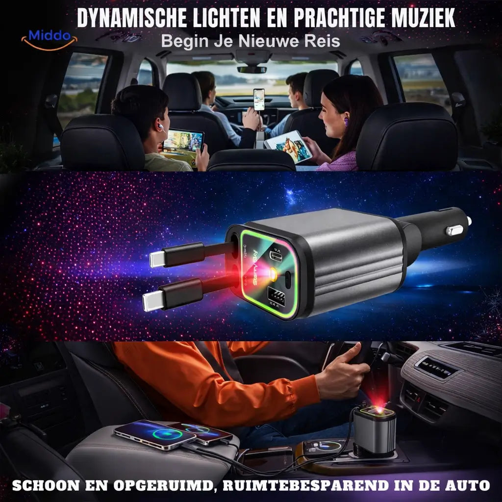VoltAura™ — Charge Four Devices Fast & Light Up Your Night Drive Sky