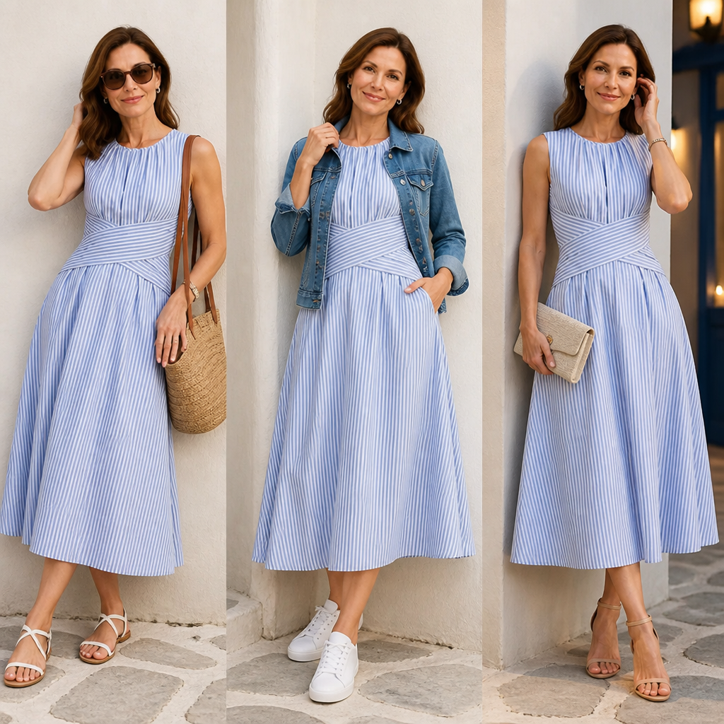AzureLuxe™ Wrap Waist Midi Dress — Turn Heads with Effortless Cool Confidence