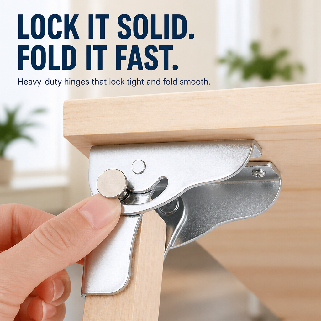 IronLock™ Fold & Secure Hinges — Unshakable Strength That Frees Your Space Instantly
