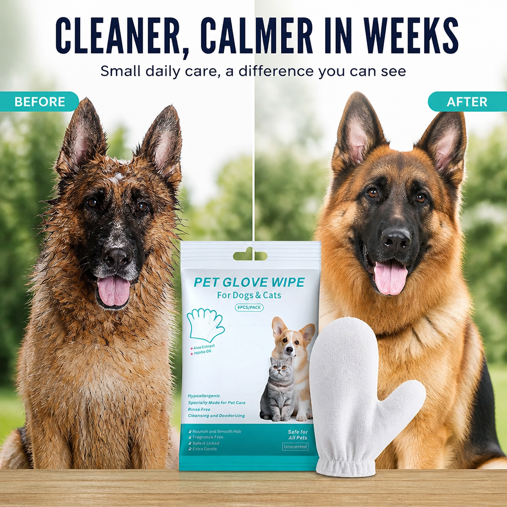 GlidePaw™ Rinse-Free Bath Mitts — Calm Your Dog’s Skin and Spark Instant Freshness Anywhere