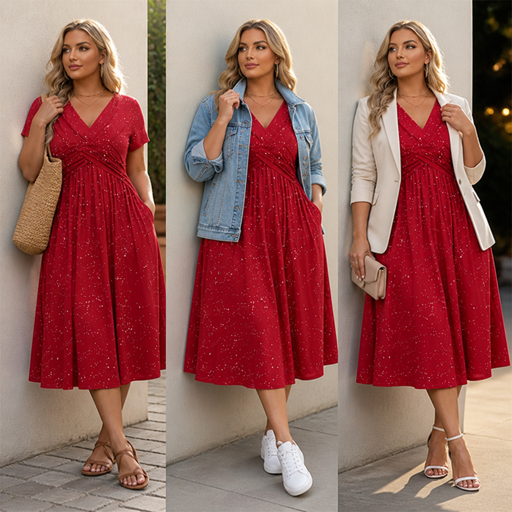 LuminaCurve™ Twisted V-Neck Dress — Own Every Curve with Effortless Elegance and Hidden Freedom
