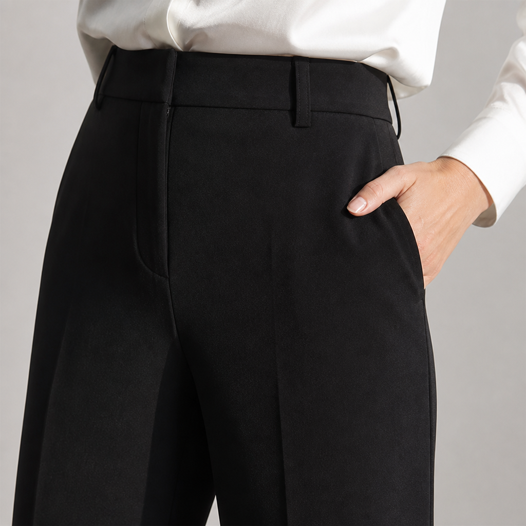 SilhouetteRx™ – Tailored High-Waist Wide-Leg Trousers with Front Pleat