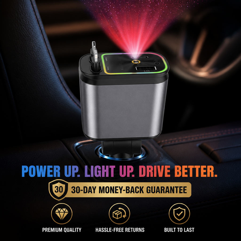 VoltAura™ 120W — Charge at Lightning Speed While Transforming Your Ride into a Stunning Starry Escape