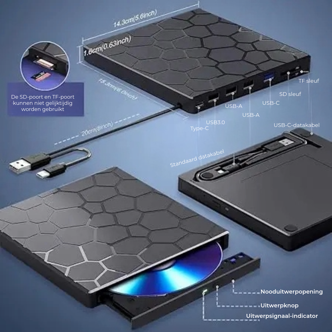 External Storage | Plug and Play No Driver Needed | USB-C Hub with SD Card Reader | RetroRevive