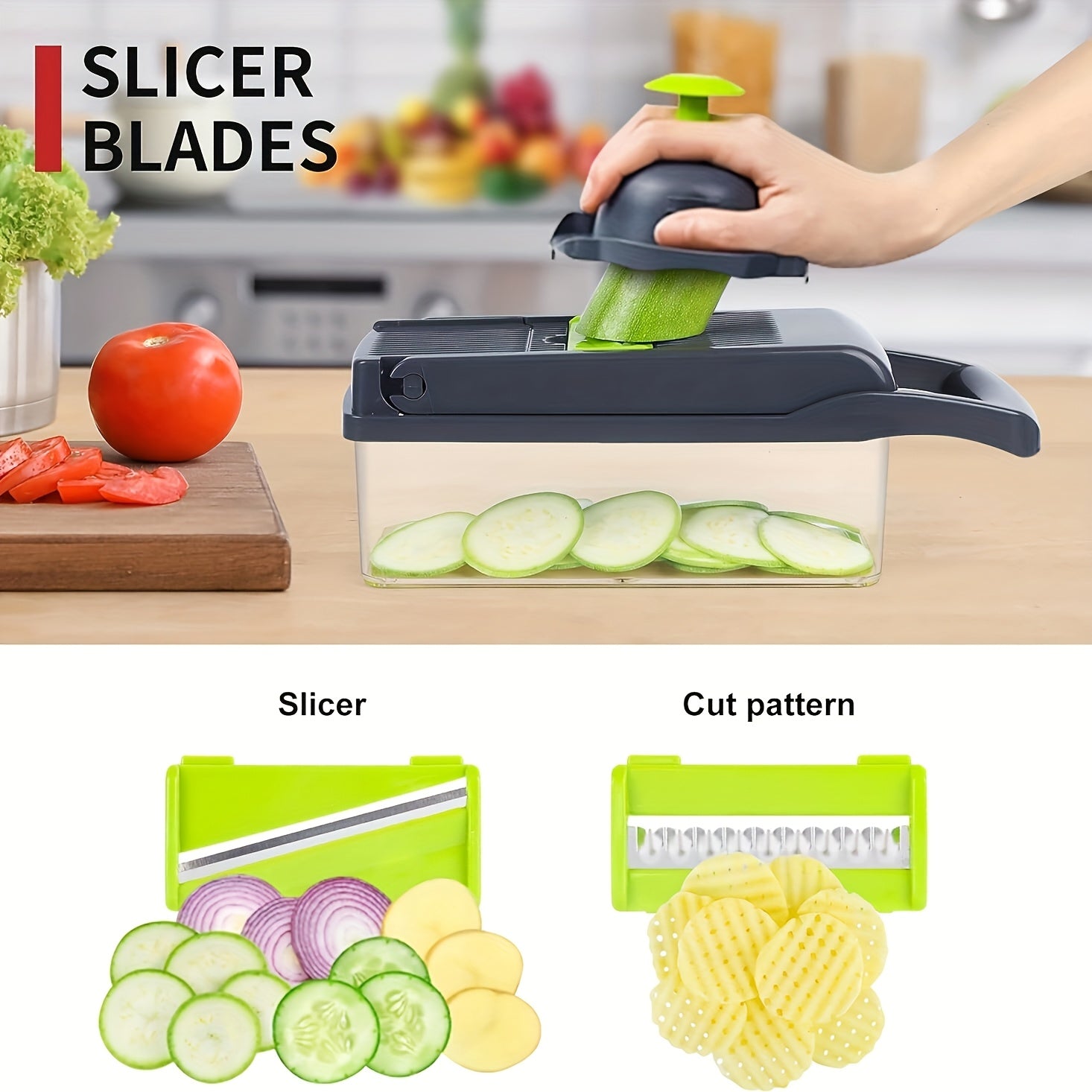 16-in-1 Multi-Functional Vegetable Chopper with Collecting Container