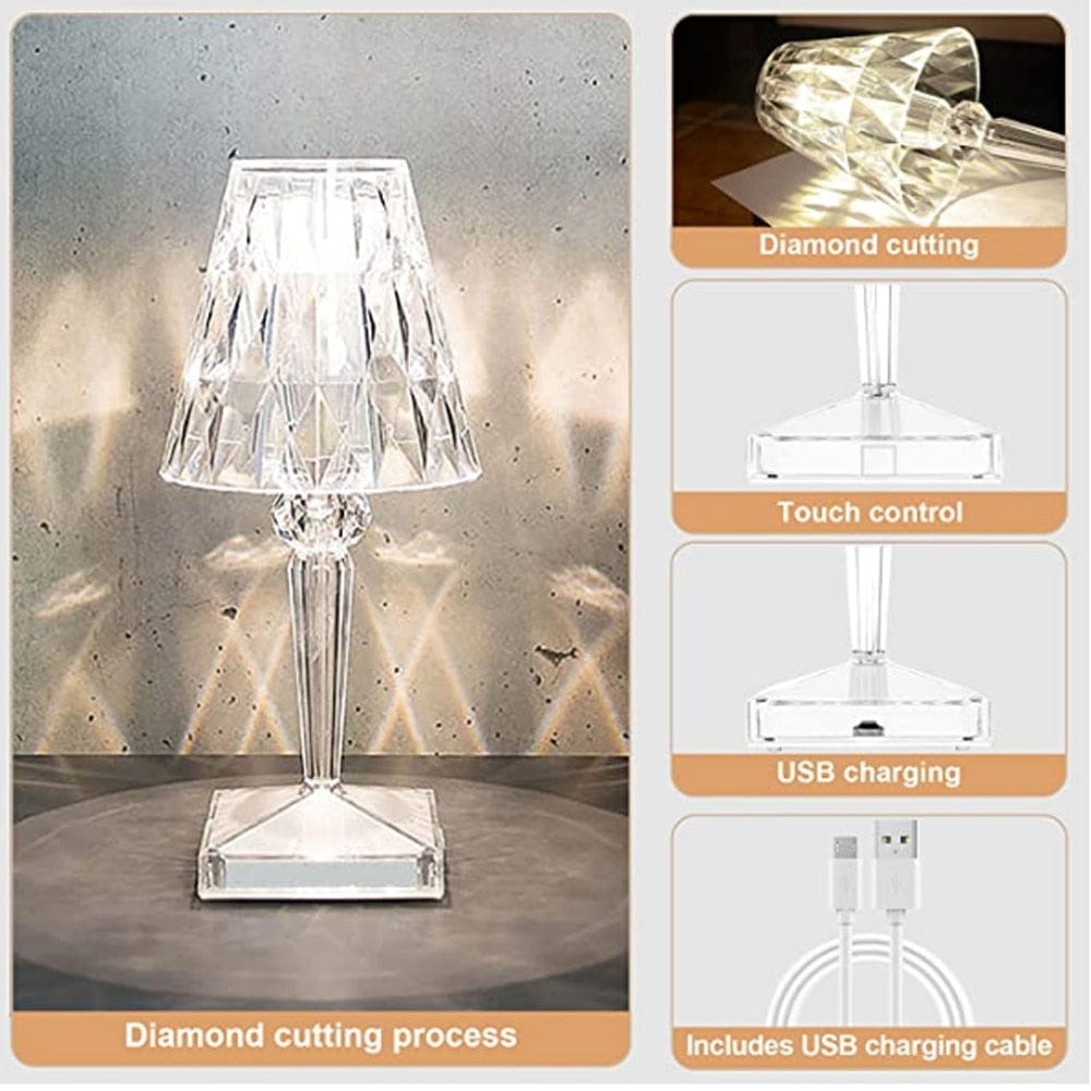 LED Glass Crystal Table Lamp