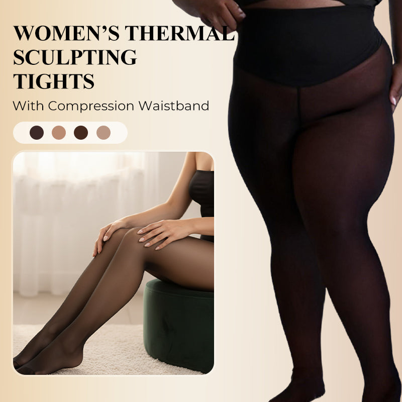 VelouraFlex™ – Sheer Thermal Sculpting Tights with Compression Waistband