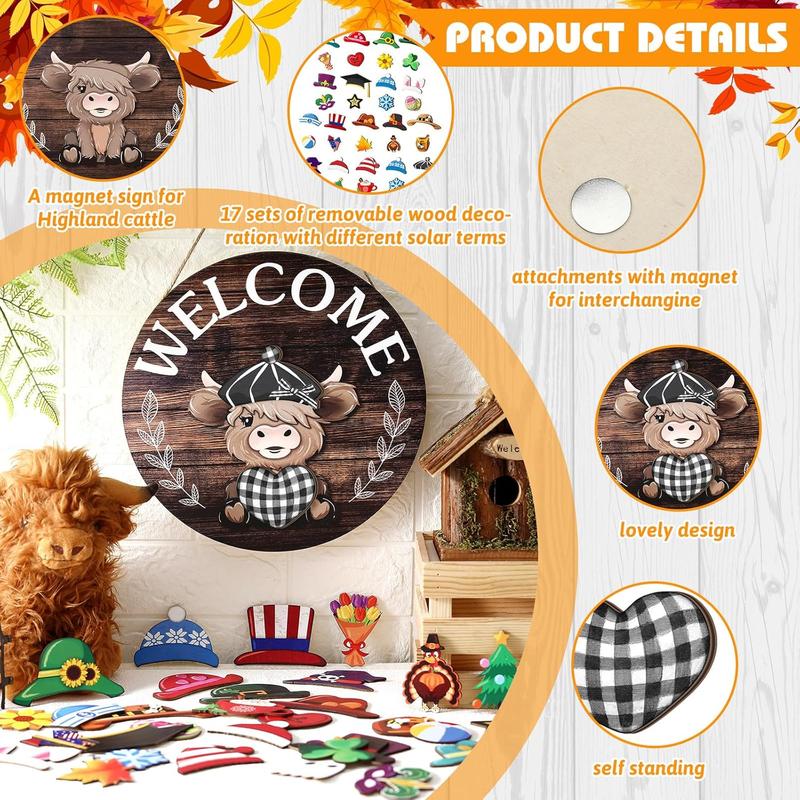 MagniCharm™ Highland Cow Sign — Transform Your Home with Fun, Festive Flair All Year Long