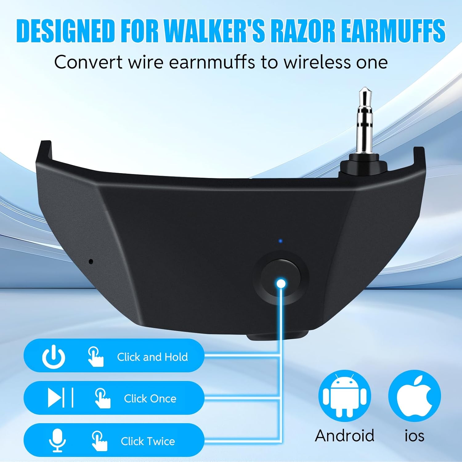 Wireless Hearing Protection Adapter for Shooting Earmuffs - Bluetooth