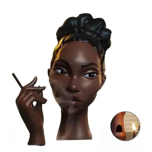 African Woman Head Incense Burner