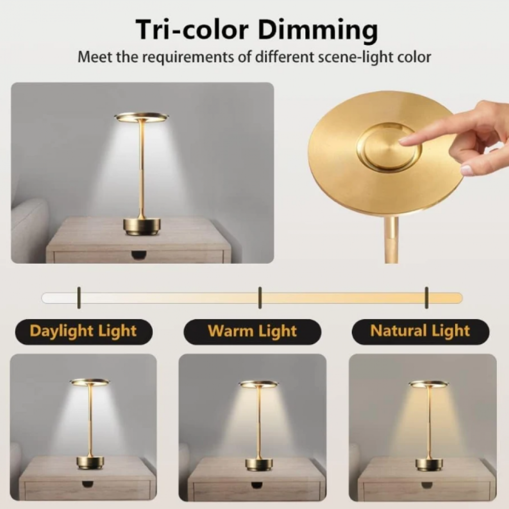 Wireless LED Desk Lamp with Touch Dimmer – Aluminum, IP44