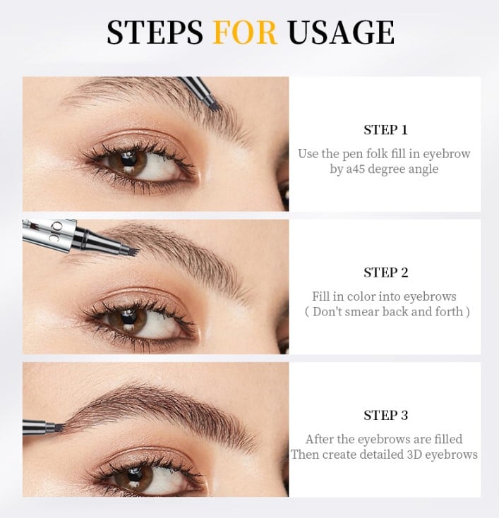 3D Waterproof Eyebrow Pencil Microblading 4 Fork Tip Tattoo Pencil