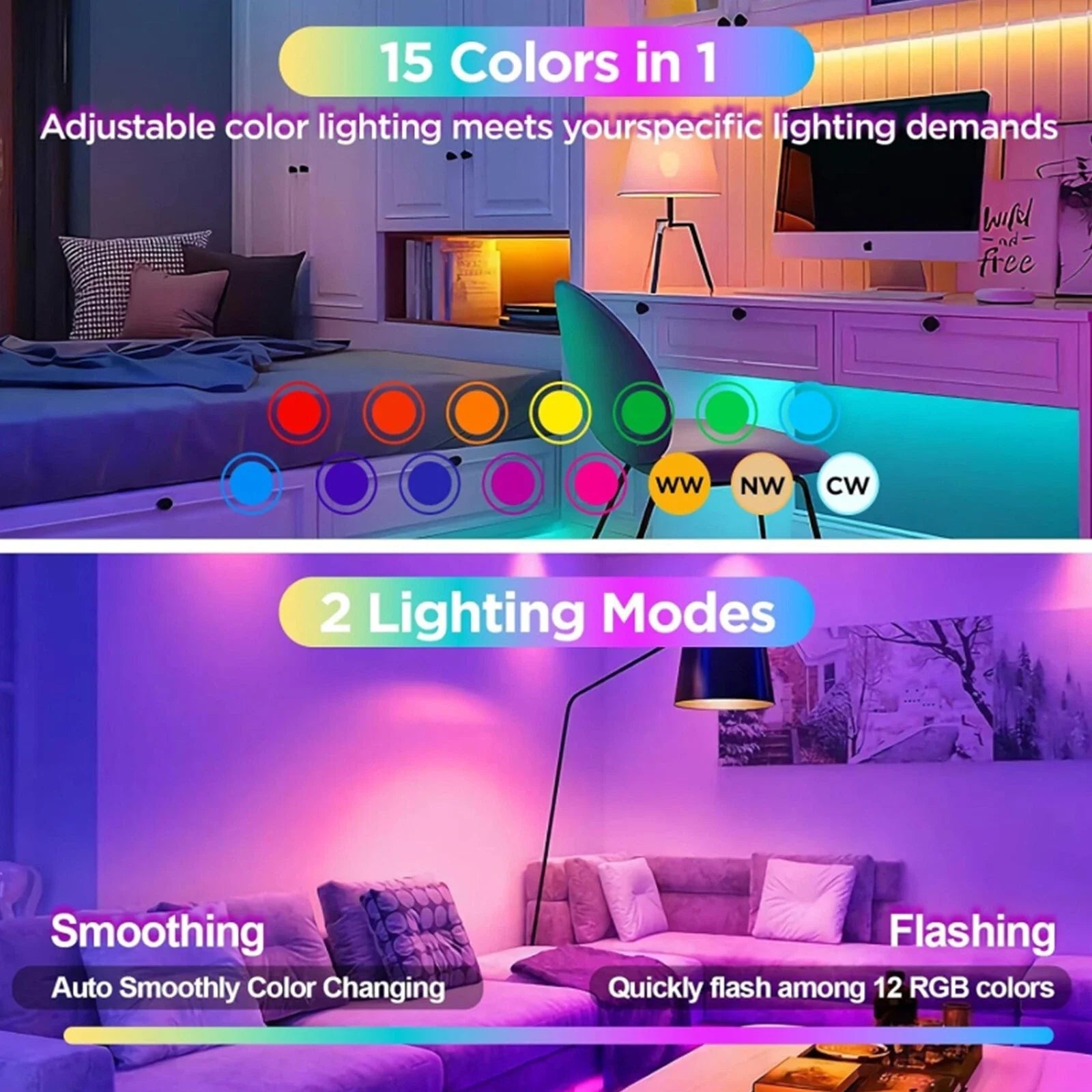 Rechargeable E27 RGB LED Lamp with Remote Control – Wire-Free Setup