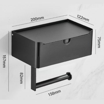 Tissue Dispenser | Stainless Steel Bathroom Paper Holder | 2-in-1 Holder with Shelf | SteelShelf