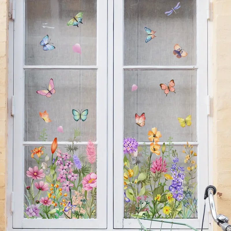 1+1 Free | Colorful Flower Bouquet Window Stickers