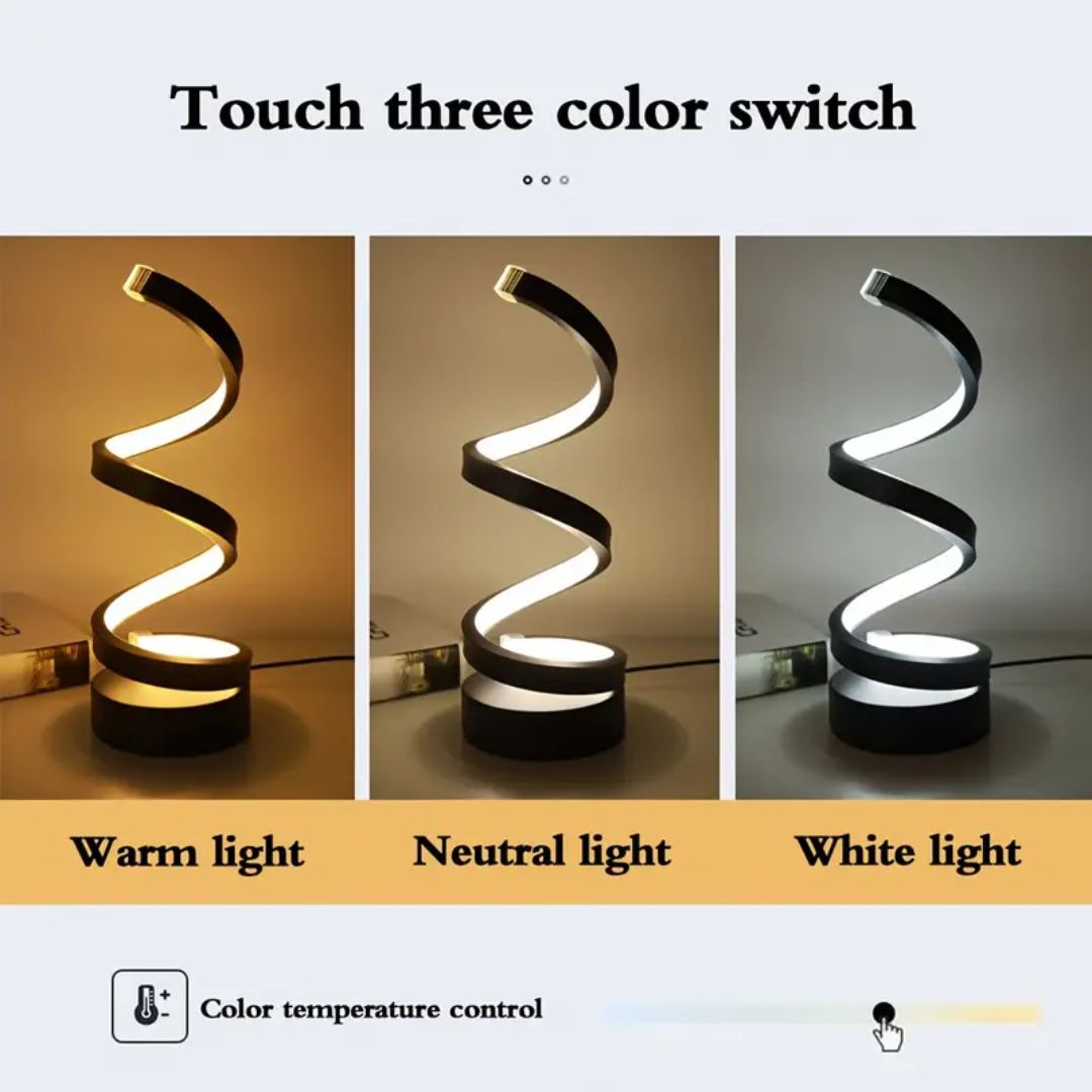 Spiral LED Table Lamp – Touch-Control Dimmable Light