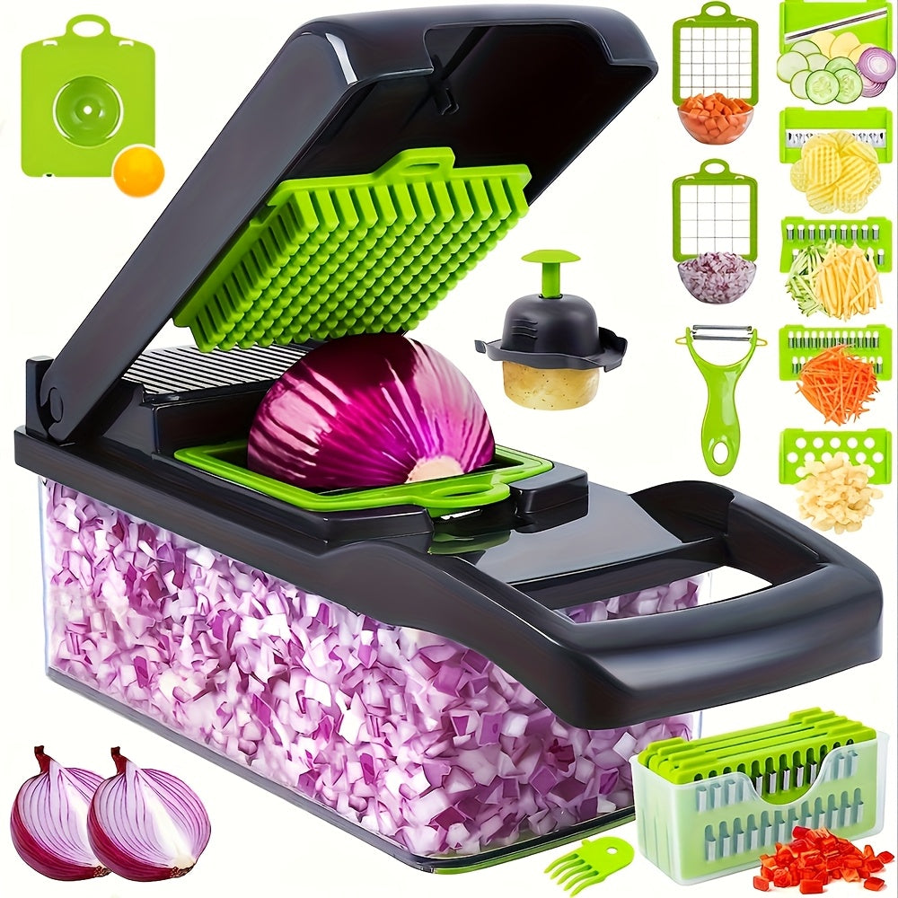 16-in-1 Multi-Functional Vegetable Chopper with Collecting Container
