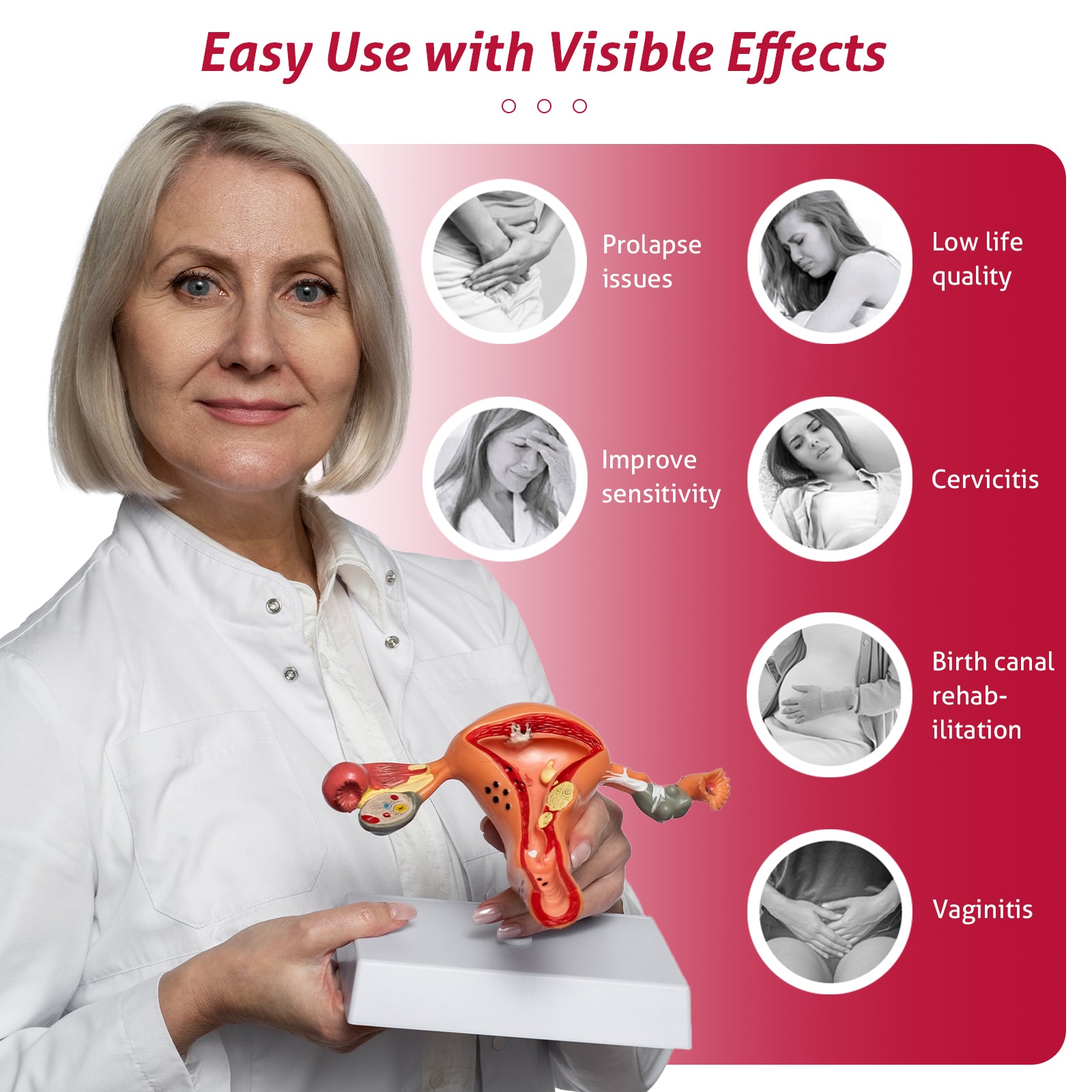 Intimate Health Device with Red Light Therapy and Heating Function for Women
