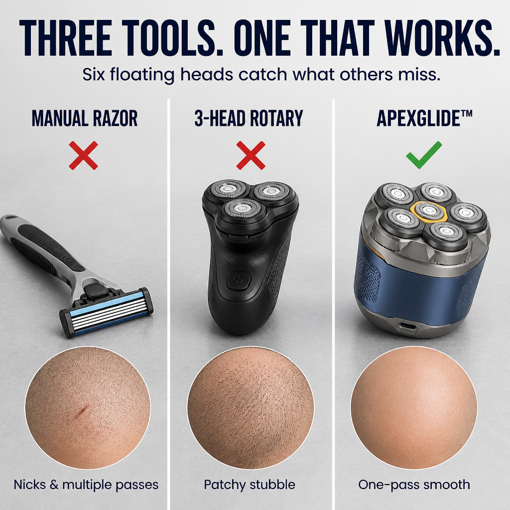 ApexGlide™ — Shave Your Whole Head Smooth in Under 3 Minutes Flat