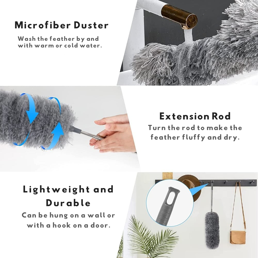 Telescoping Microfiber Duster | Extended Reach | Bendable Head | Washable | DustReach
