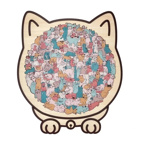 Calming Wooden Puzzle for Cat Lovers