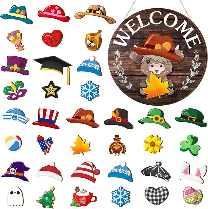 MagniCharm™ Highland Cow Sign — Transform Your Home with Fun, Festive Flair All Year Long