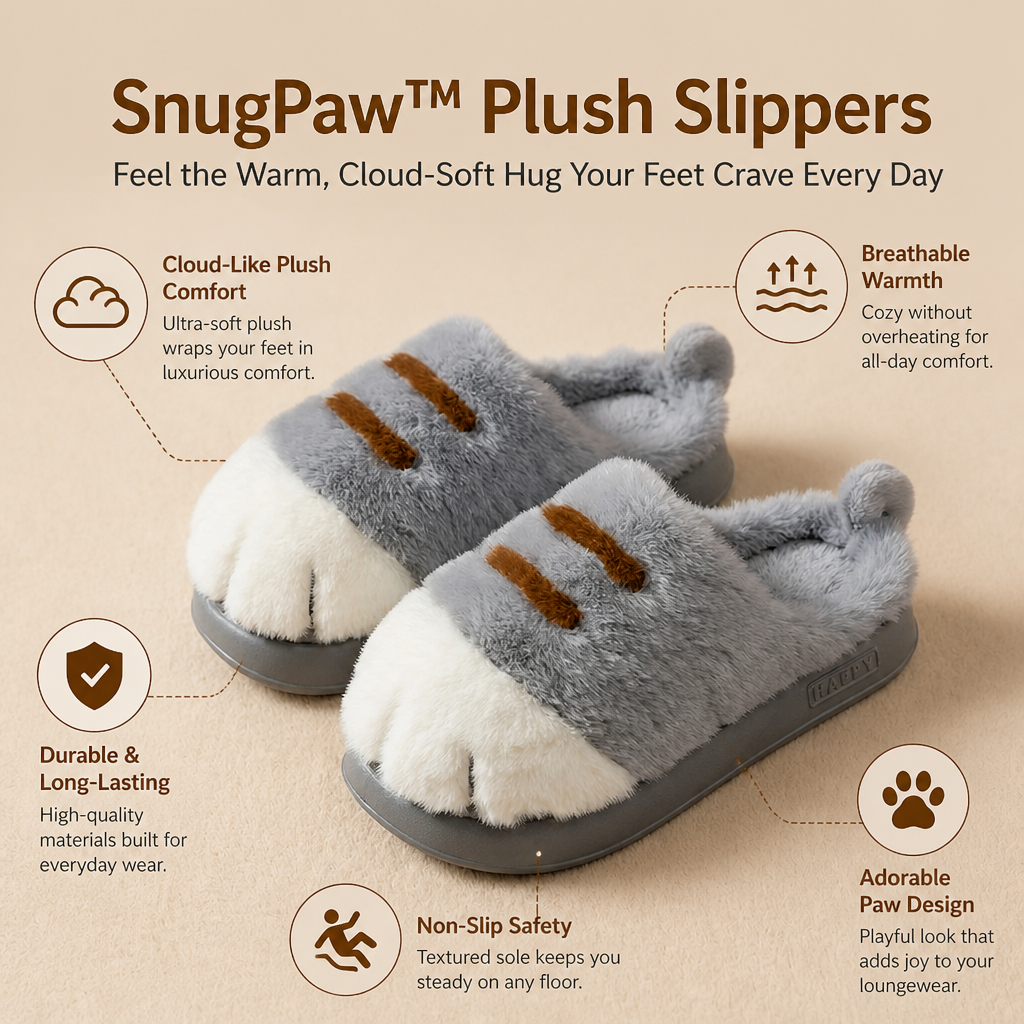 SnugPaw™ Plush Slippers — Feel the Warm, Cloud-Soft Hug Your Feet Crave Every Day